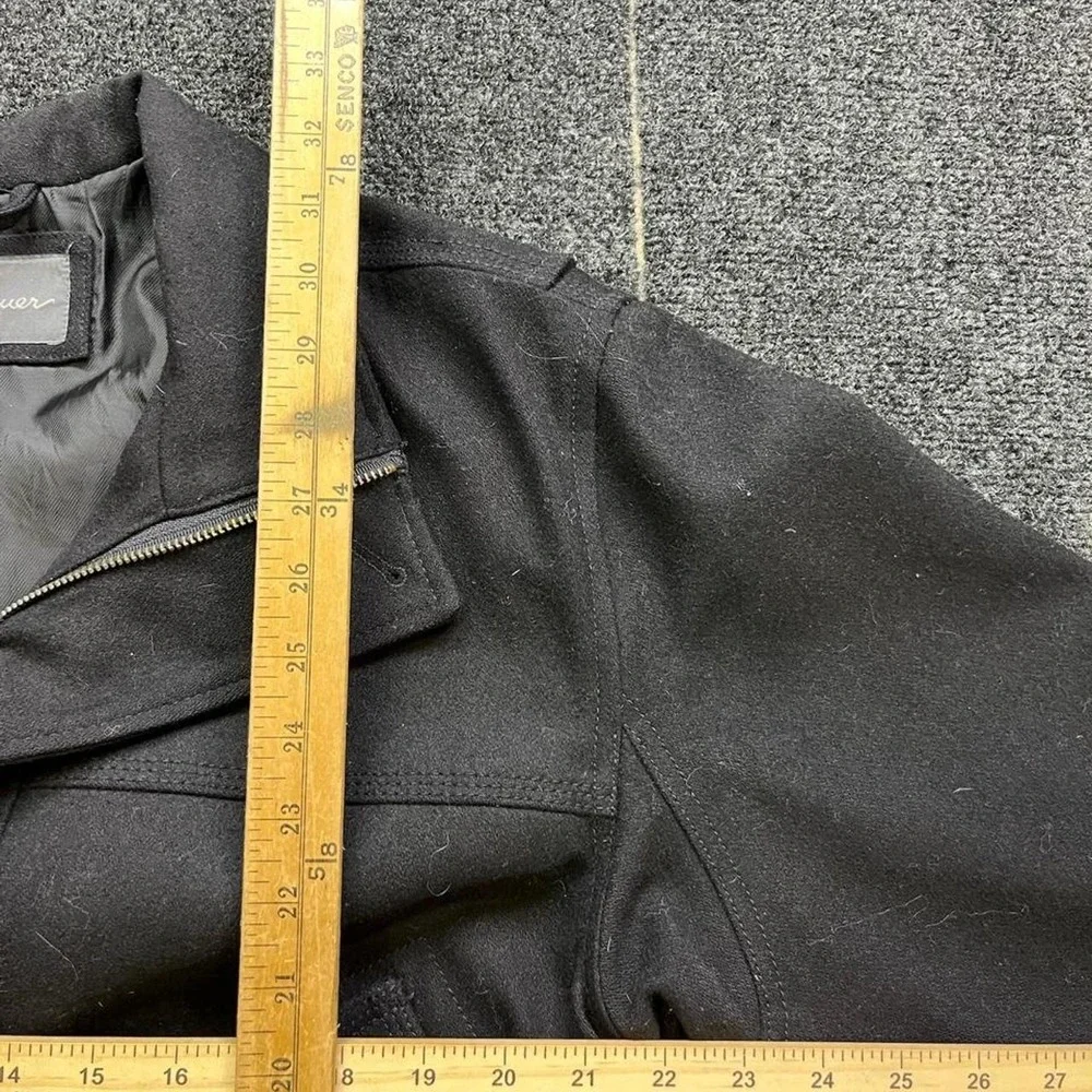 Eddie Bauer Mens Black Wool Trench Coat Vintage Y2K Field Jacket Large